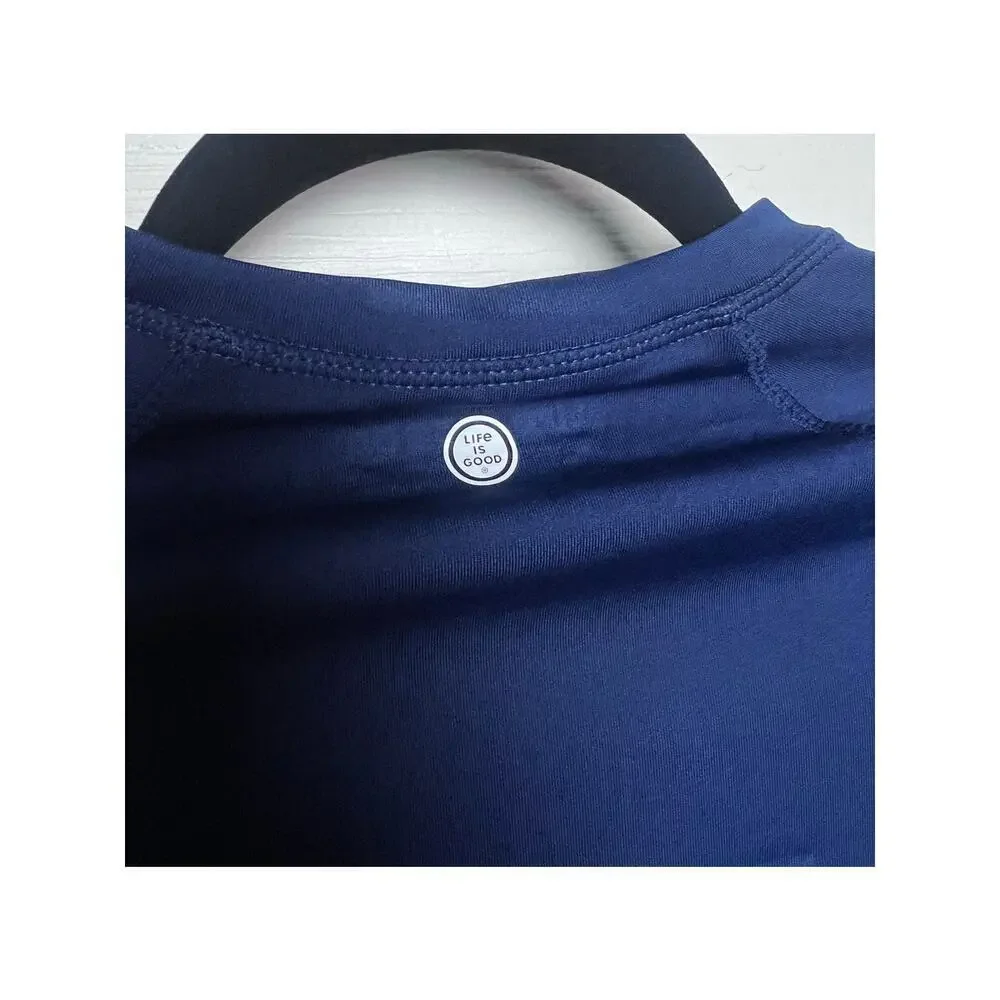 Life is Good Sun Shirt Kids Navy Long Sleeve Stretch UPF 50 Unisex Size XL